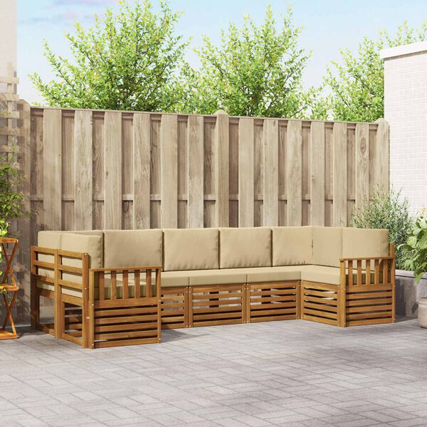 vidaXL Zestawy sof 7 pcs Naturalny i Beżowy Lite Drewno Akacji