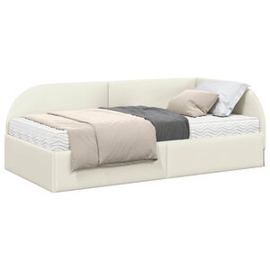 vidaXL Rama Ł&oacute;żka Narożnego z Materacem 2 szt. Kremowy 80 x 200 cm
