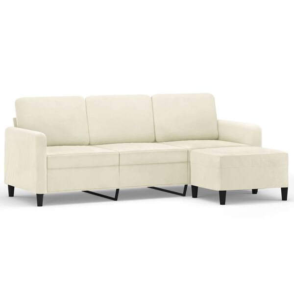 vidaXL Sofa 3-osobowa, kremowa, 180 cm, tapicerowana aksamit