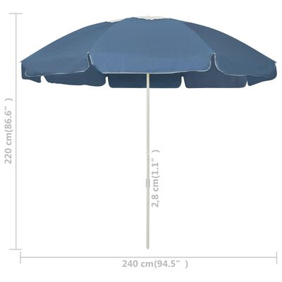 vidaXL Parasol plażowy, niebieski, 240 cm