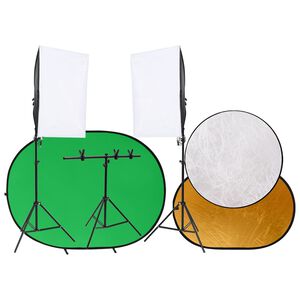 vidaXL Fotograficzny zestaw studyjny z oświetleniem, tłami i blendami