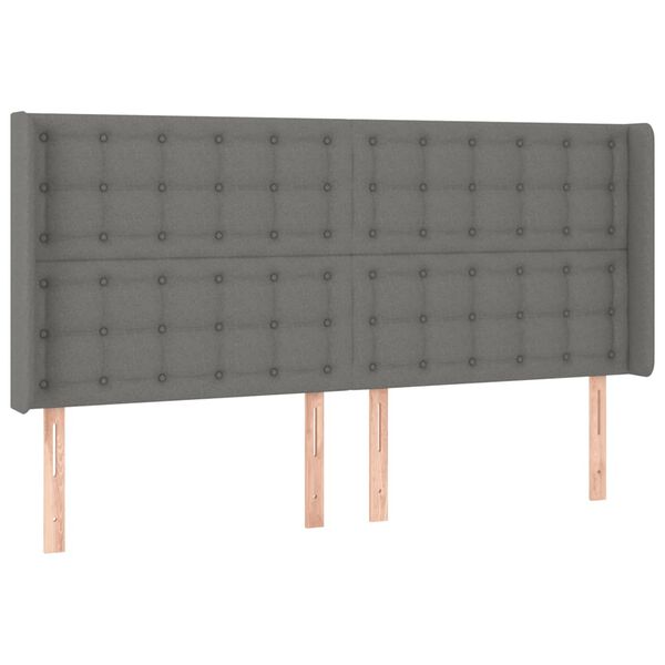 vidaXL Zagł&oacute;wek do ł&oacute;żka z LED, ciemnoszary, 203x16x118/128cm, tkanina