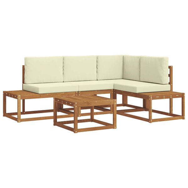 vidaXL Zestaw sof na zewnątrz z poduszką 5 Sztuka Naturalny i Kremowy
