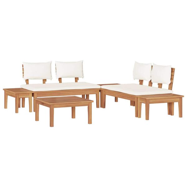 vidaXL Zestaw Ławka Ogrodowa z poduszką 3 pcs Brązowy i Kremowy