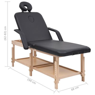 vidaXL 3-strefowy stół do masażu, czarny, obity sztuczną skórą