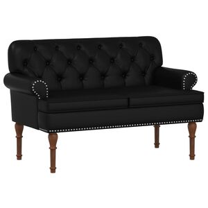 vidaXL Sofa dwuosobowa z guzikowym pikowaniem Czarny 120 x 65 x 77 cm