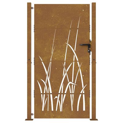 vidaXL Furtka ogrodowa, 105x180 cm, stal kortenowska, motyw trawy