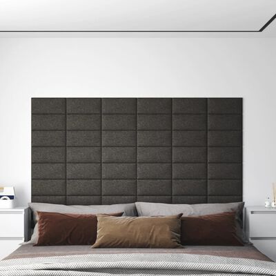 vidaXL Panele ścienne, 12 szt, ciemnoszare, 30x15 cm, tkanina, 0,54 m²