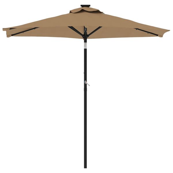 vidaXL Parasol ogrodowy LED, stalowy słupek, taupe, 225x225x212 cm