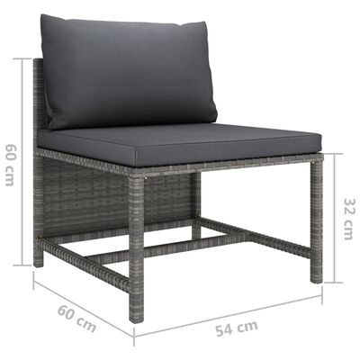 vidaXL 3-osobowa sofa ogrodowa z poduszkami, szara, polirattanowa