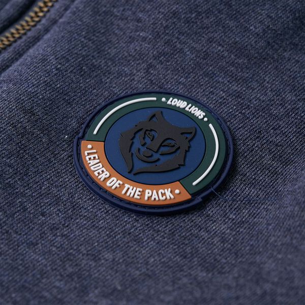 Bluza dziecięca z kapturem i zapięciem na zamek, niebieski melanż, 104