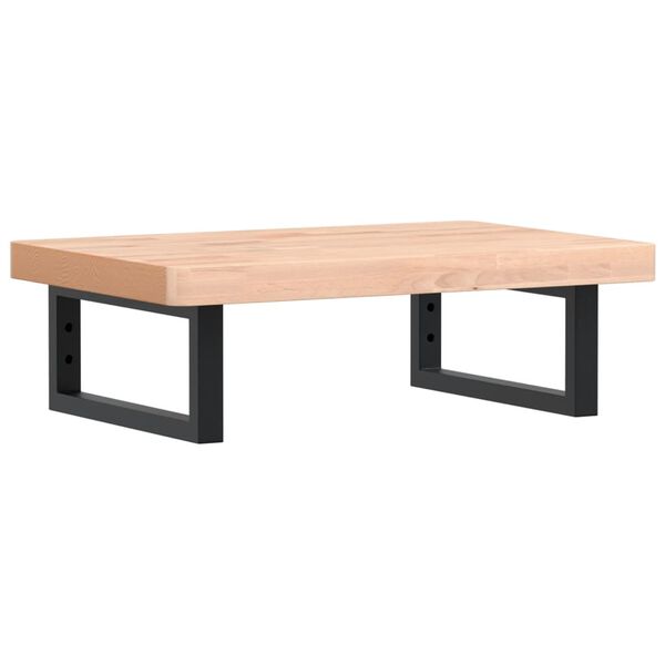 vidaXL P&oacute;łka ścienna pod umywalkę, stal i lite drewno bukowe