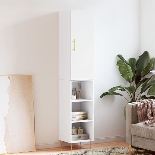 vidaXL Wysoka szafka, biała, 34,5x34x180 cm, materiał drewnopochodny