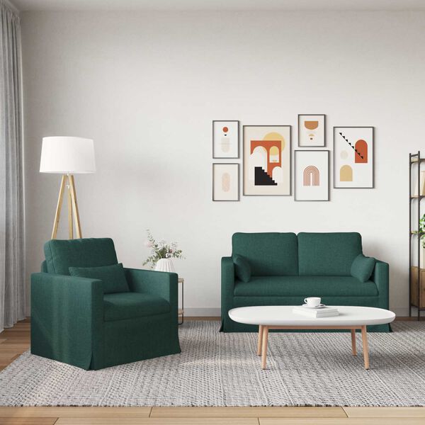 vidaXL Sofa 2 pcs Ciemna zieleń