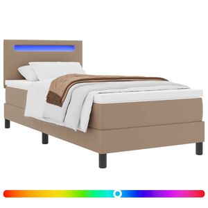 vidaXL Ł&oacute;żko sprężynowe Cappuccino 90 x 200 cm Sk&oacute;ra syntetyczna