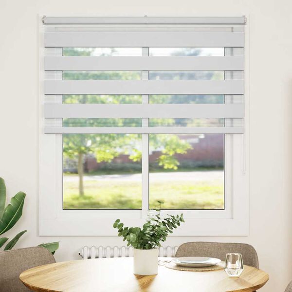 vidaXL Roleta zebra, biała, szerokość tkaniny 130,9 cm, poliester