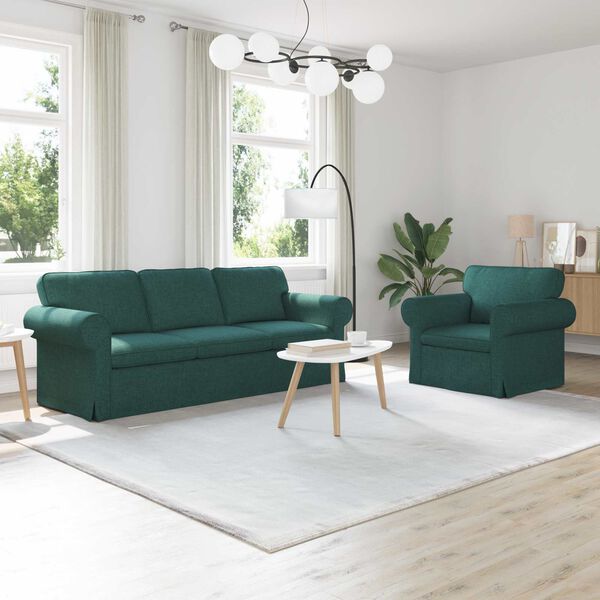 vidaXL Sofa 2 pcs Ciemna zieleń 215 x 82 x 80 cm tkanina