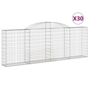 vidaXL Kosze gabionowe, 30 szt, 300x30x100/120cm, galwanizowane żelazo