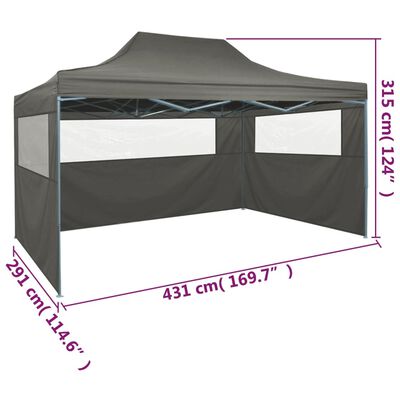 vidaXL Rozkładany namiot z 3 ściankami, 3 x 4,5 m, antracytowy