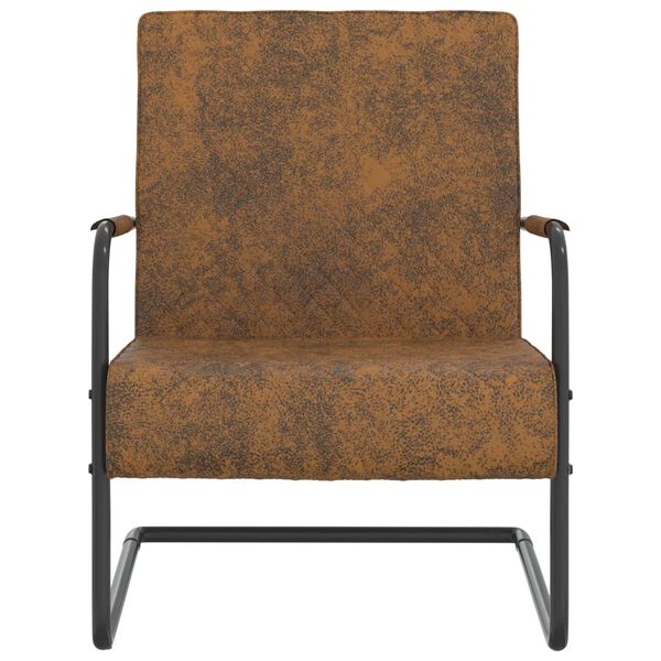 vidaXL Krzesło wspornikowe, brązowe, obite tkaniną