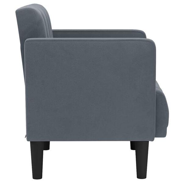vidaXL Sofa Fotel z Podłokietnikami Ciemnoszary 53 cm Aksamit