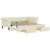 vidaXL Sofa rozsuwana z szufladami, kremowa, 90x200 cm, sztuczna sk&oacute;ra