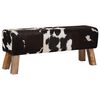 vidaXL ławka 110 x 30 x 45 cm Prawdziwa sk&oacute;ra Czarny i Biały