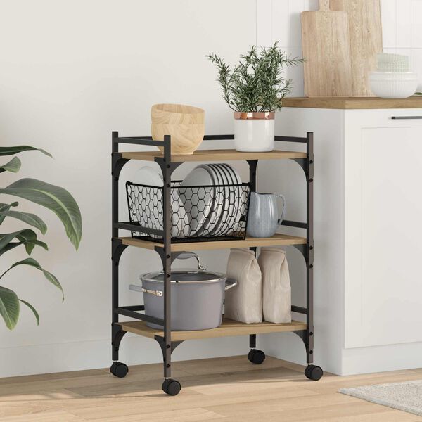 vidaXL W&oacute;zek Kuchenny Dąb rzemieślniczy 50 x 35 x 75.5 cm