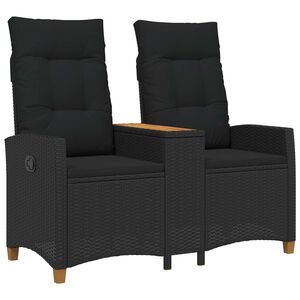vidaXL Leżanka z stolikiem Czarny 126 x 65 x 112 cm polirattan