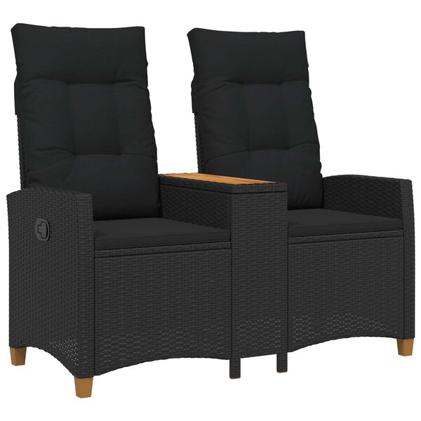 vidaXL Leżanka z stolikiem Czarny 126 x 65 x 112 cm polirattan