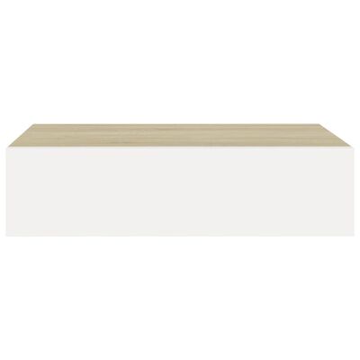 vidaXL Półka ścienna z szufladą, dąb i biel, 40 x 23,5 x 10 cm, MDF