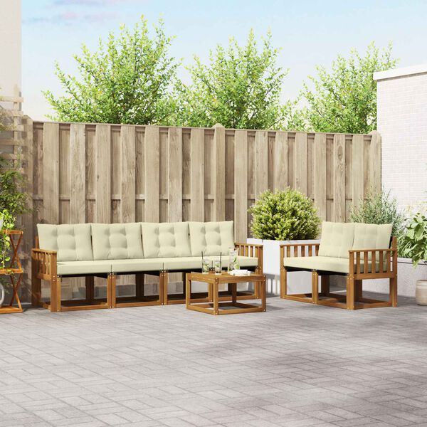 vidaXL Zestaw sof na zewnątrz z poduszką 7 pcs Naturalny i Kremowy
