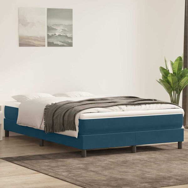 vidaXL Ł&oacute;żko typu Box Spring bez materaca Ciemnoniebieskie 140x220 cm