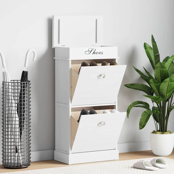 vidaXL Szafka na buty, biała, 50 x 28 x 98 cm, drewno paulownia