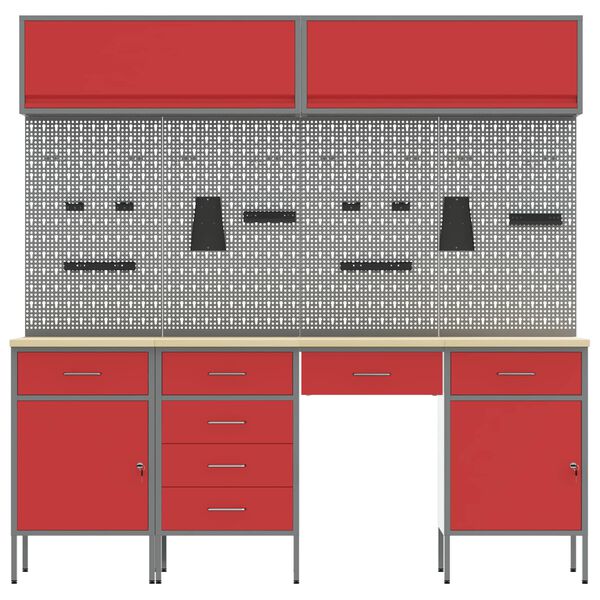 vidaXL Szafka robocza 10 pcs Czarny Drewno inżynieryjne i stal