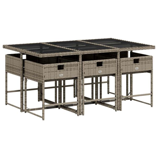 vidaXL 7-cz. zestaw mebli ogrodowych z poduszkami, szary, rattan PE