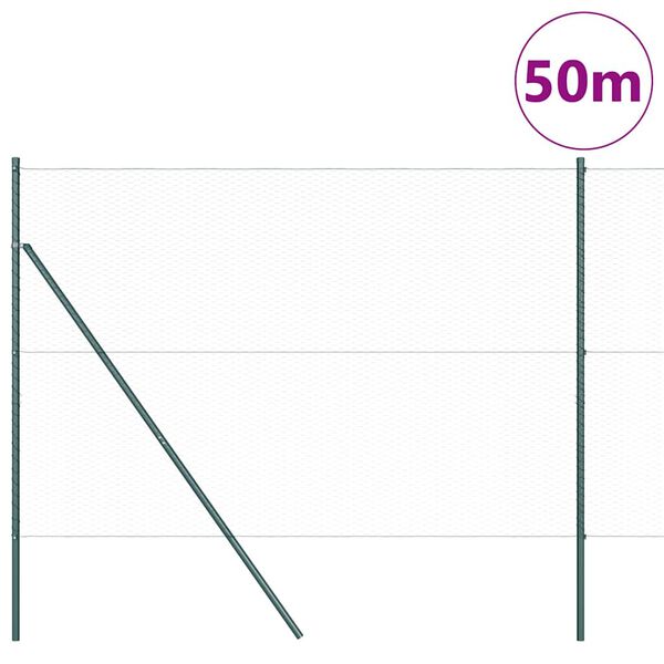 vidaXL Słupek ogrodzeniowy. Zielony 50 x 1,5 m (siatka 25 mm)