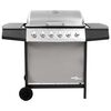 vidaXL Grill gazowy z 6 palnikami, czarno-srebrny