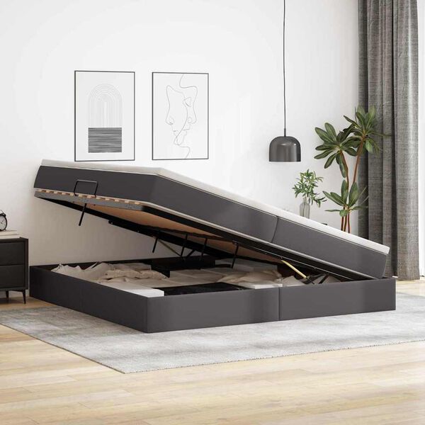vidaXL Ł&oacute;żko z miejscem na przechowywanie i materacem Szary