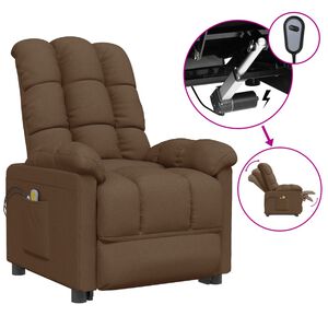 vidaXL Elektryczny fotel masujący, brązowy, obity tkaniną