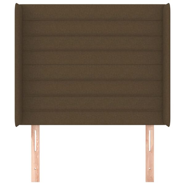 vidaXL Zagł&oacute;wek uszak, ciemnobrązowy, 93x16x118/128 cm, tkanina