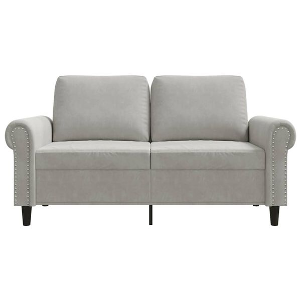 vidaXL Sofa 2-osobowa, jasnoszara, 120 cm, tapicerowana aksamitem