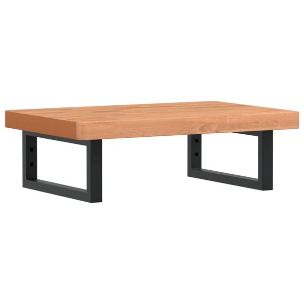 vidaXL P&oacute;łka ścienna pod umywalkę, stal i lite drewno bukowe