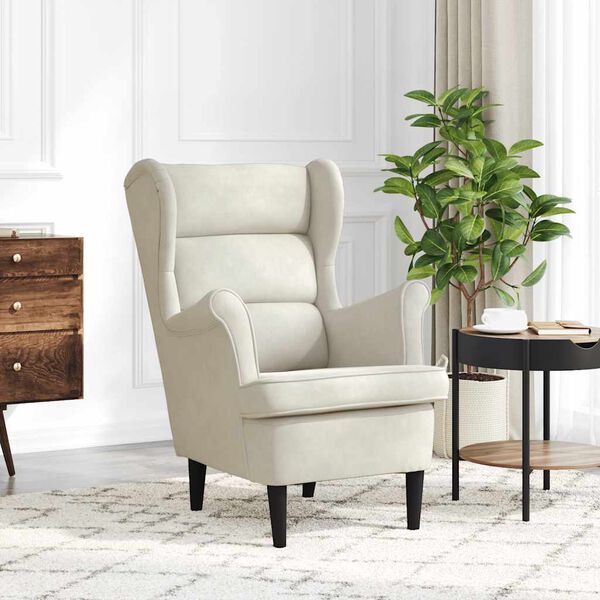 vidaXL Fotel kremowy, aksamitny