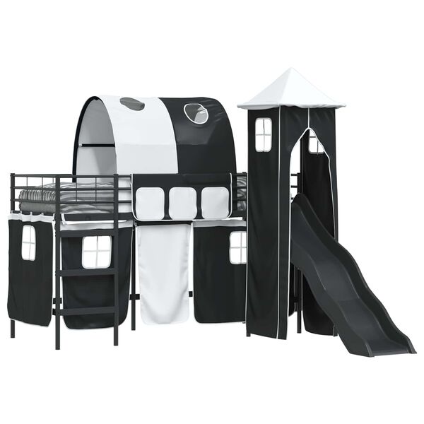 vidaXL Ł&oacute;żko piętrowe dla dzieci Czarny 100 x 190 cm Metal