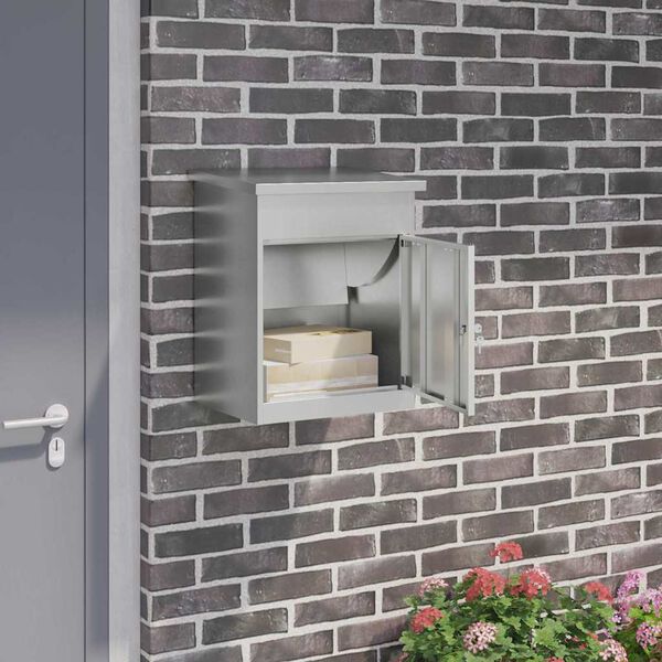 vidaXL Skrzynka na przesyłki z drzwiami Czarny 47.5 x 38 x 59 cm