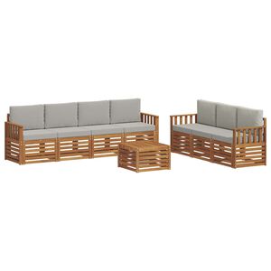 vidaXL Zestawy sof 8 pcs Naturalny i Jasny Szary Lite Drewno Akacji