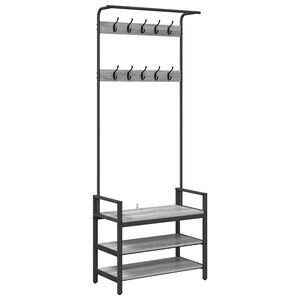 vidaXL Wieszak na płaszcze z p&oacute;łką Szary Sonoma 75 x 34 x 184 cm