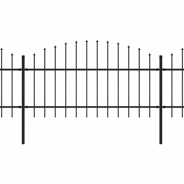 vidaXL Panele ogrodzeniowe z grotami, stal, (1-1,25) x 13,6 m, czarne