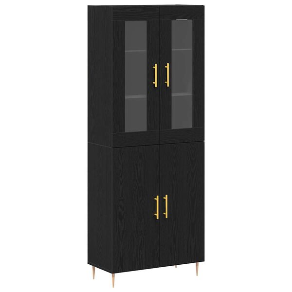 vidaXL Highboard 2 pcs Czarny Dąb 69,5 x 34 x 180 cm